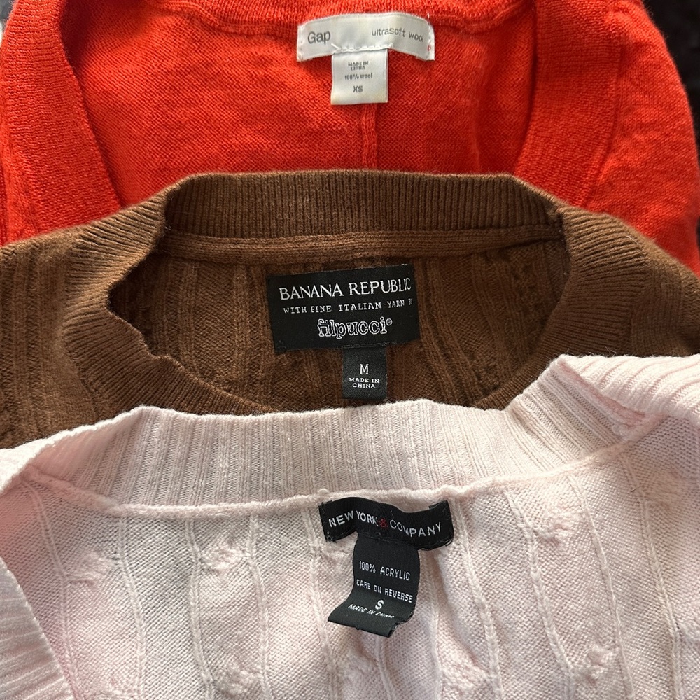 Lot of 3 Sweaters Small S Solid Colors Warm Soft